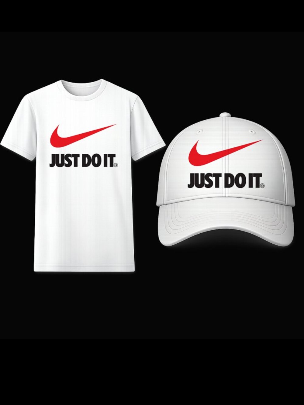 Men/Women XL Red and White Just Do It T-Shirt and Hat